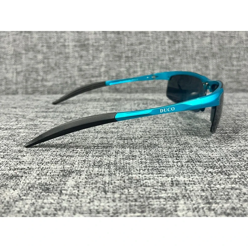 DUCO DC8177S Sport Sunglasses Turquoise Blue Polarized Wrap Mens Italian